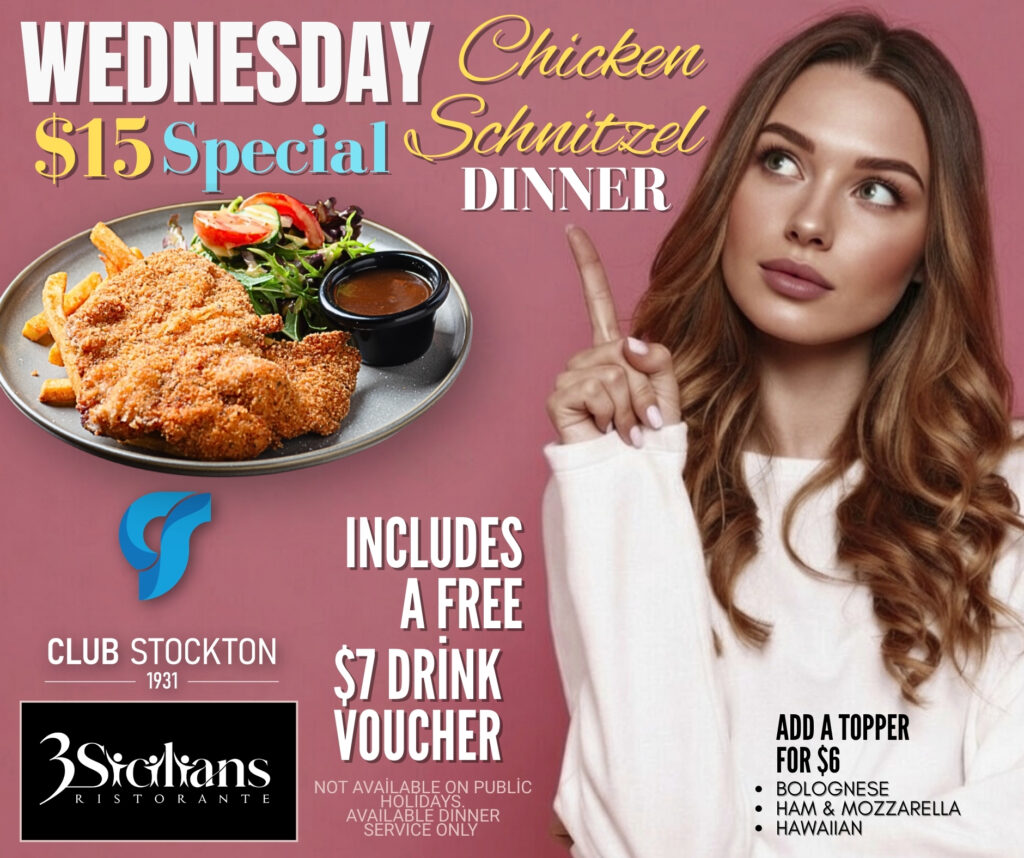 3Sicilians 15 dollar WEDNESDAY Chicken Schnitzel