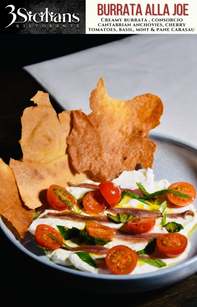 Burrata alla Joe 3Sicilians at Club Stockton