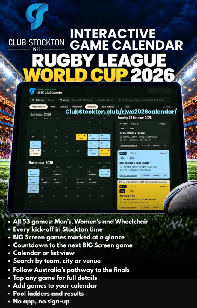 Interactive Calendar RLWC 2026 Club Stockton