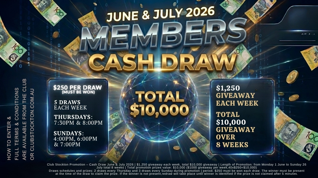Members Cash Draw June & July 2026 $10,000 in prizes to be won!