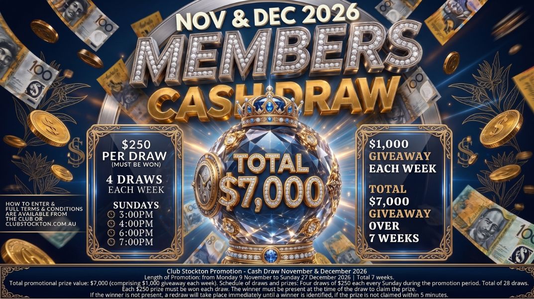 Get ready for the Members Cash Draw Nov & Dec 2026 with multiple weekly draws and a total of $7,000 in prizes to be won!