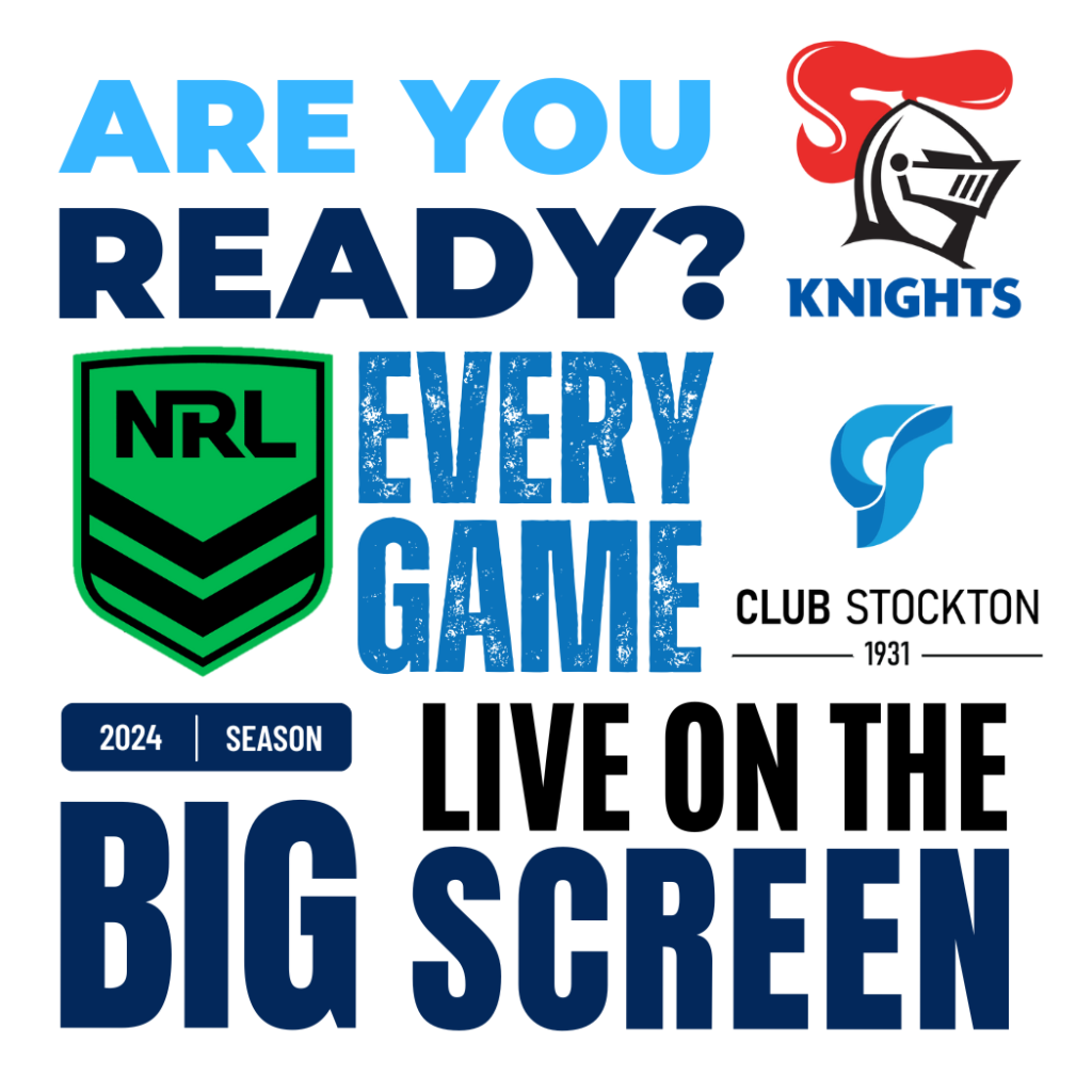 NRL 2024 Season Live on the BIG Screen at Club Stockton, Newcastle NSW.
