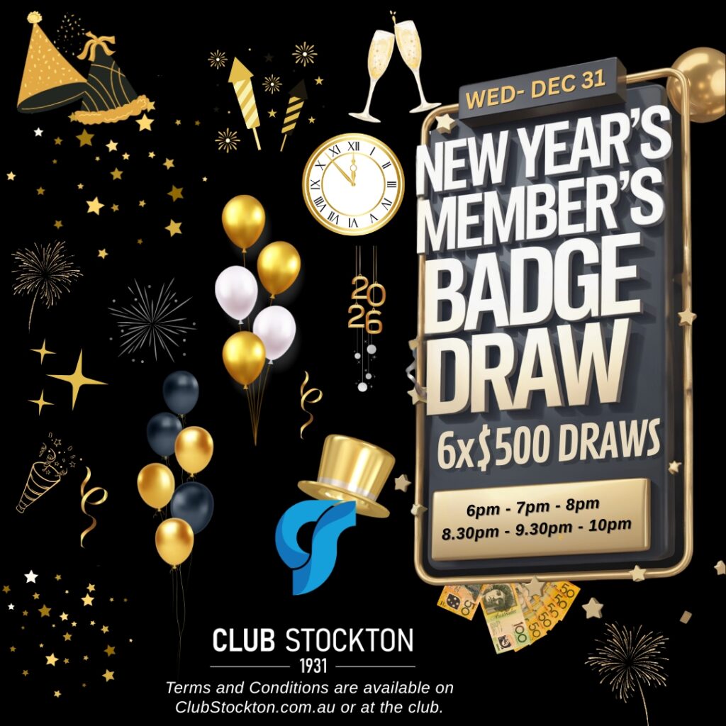 New Years Members Cash Draw Club Stockton 2026