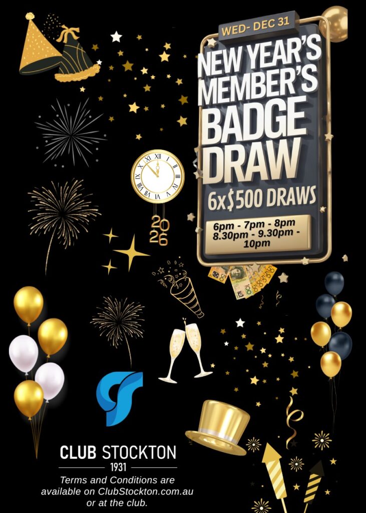 New Years Members Cash Draw Club Stockton 2026