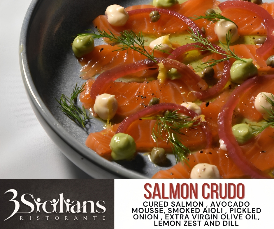 Salmon Crudo by 3Sicilians at Club Stockton