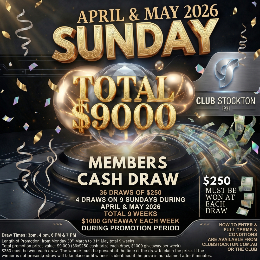 Sunday MEMBERS CASH DRAW April May 2026