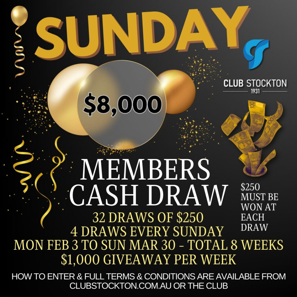 Sunday MEMBERS CASH DRAW FEB MAR 2025