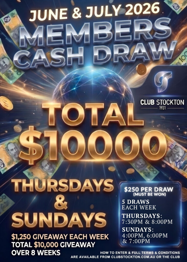 Members Cash Draw June & July 2026 $10,000 in prizes to be won!