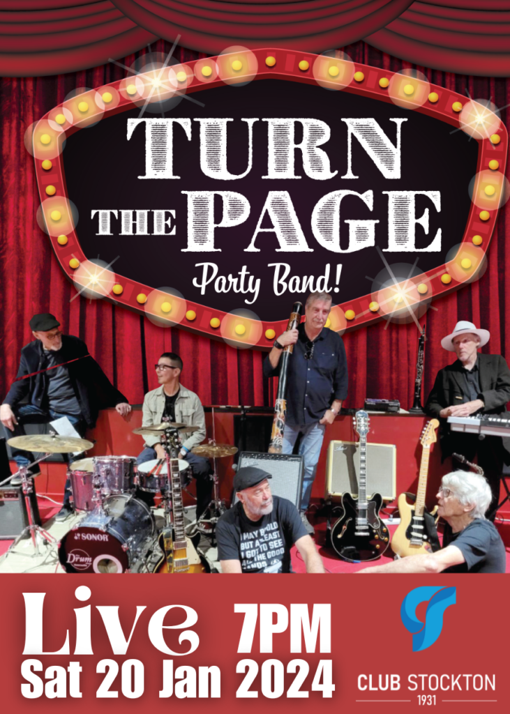 Turn The Page playing Live at Club Stockton! Saturday 20th January 2024